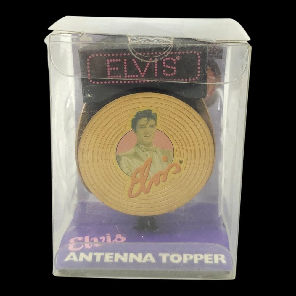 Elvis Presley Antenna Topper Mirror Dangler Cord Gold Vinyl Record Design NIP